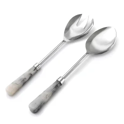 Azure Gloss Limestone Resin Salad Server Set