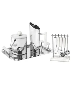 Azure Matte White Resin & Stainless Steel Tray
