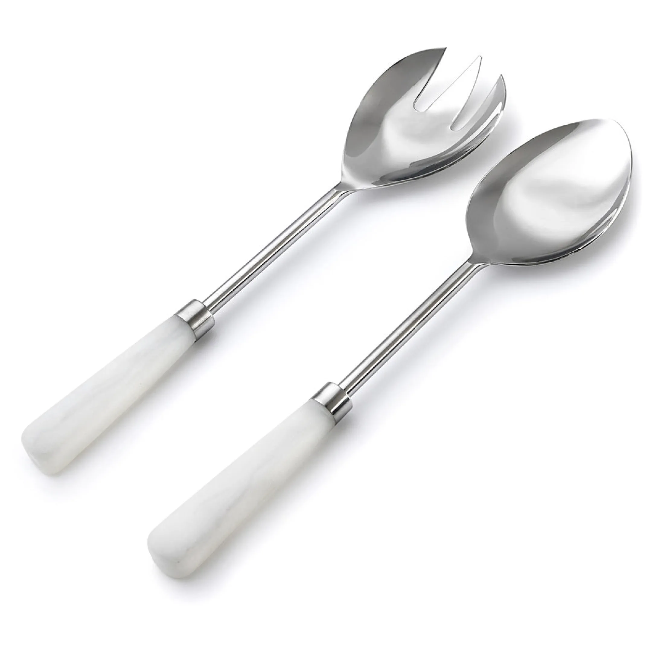 Azure Matte White Resin Salad Server Set