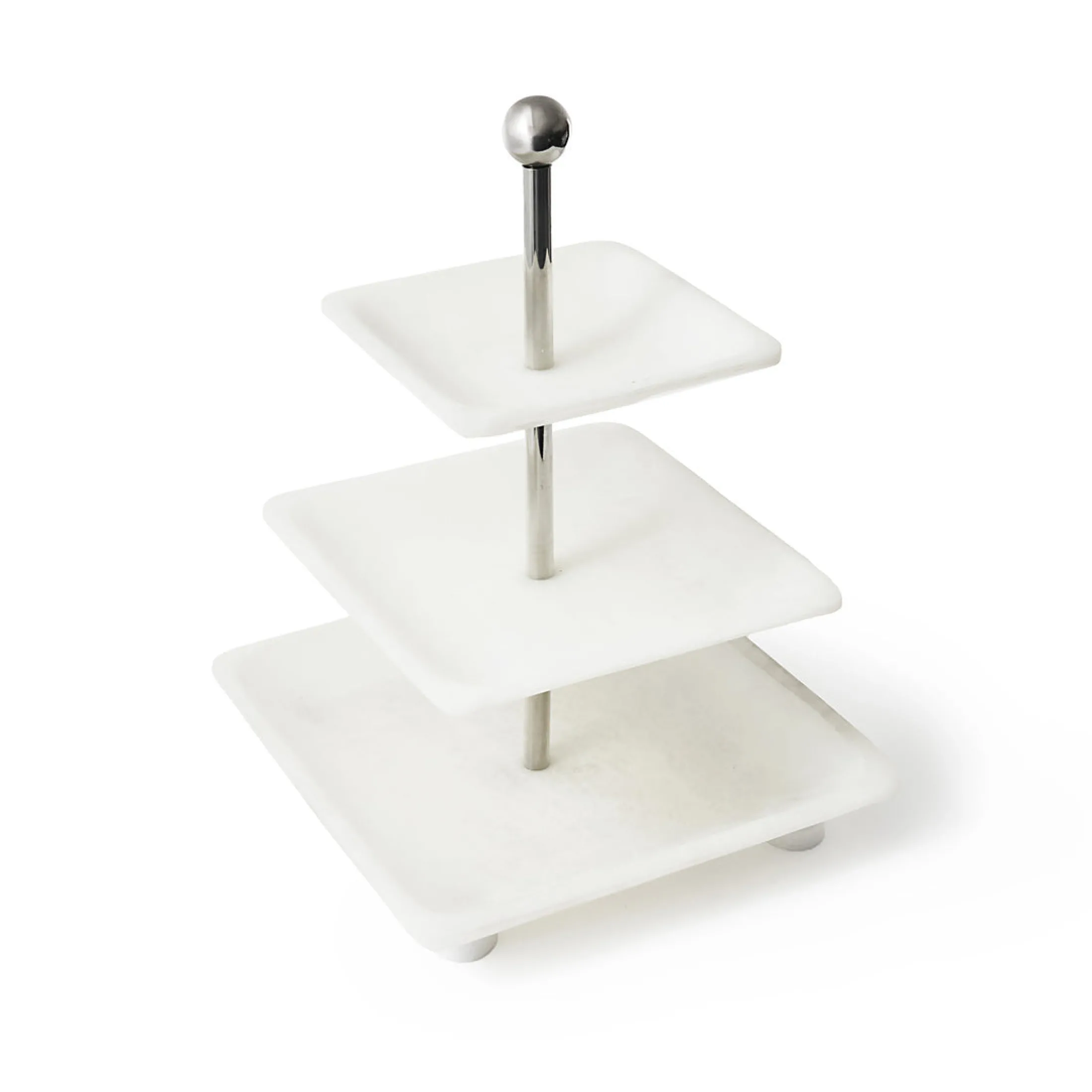 Azure Matte White Three Tiered Serving Stand