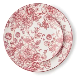 Banbury Crimson Porcelain 12 Piece Dinnerware Set, Service For 4