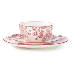 Banbury Crimson Porcelain 12 Piece Dinnerware Set, Service For 4