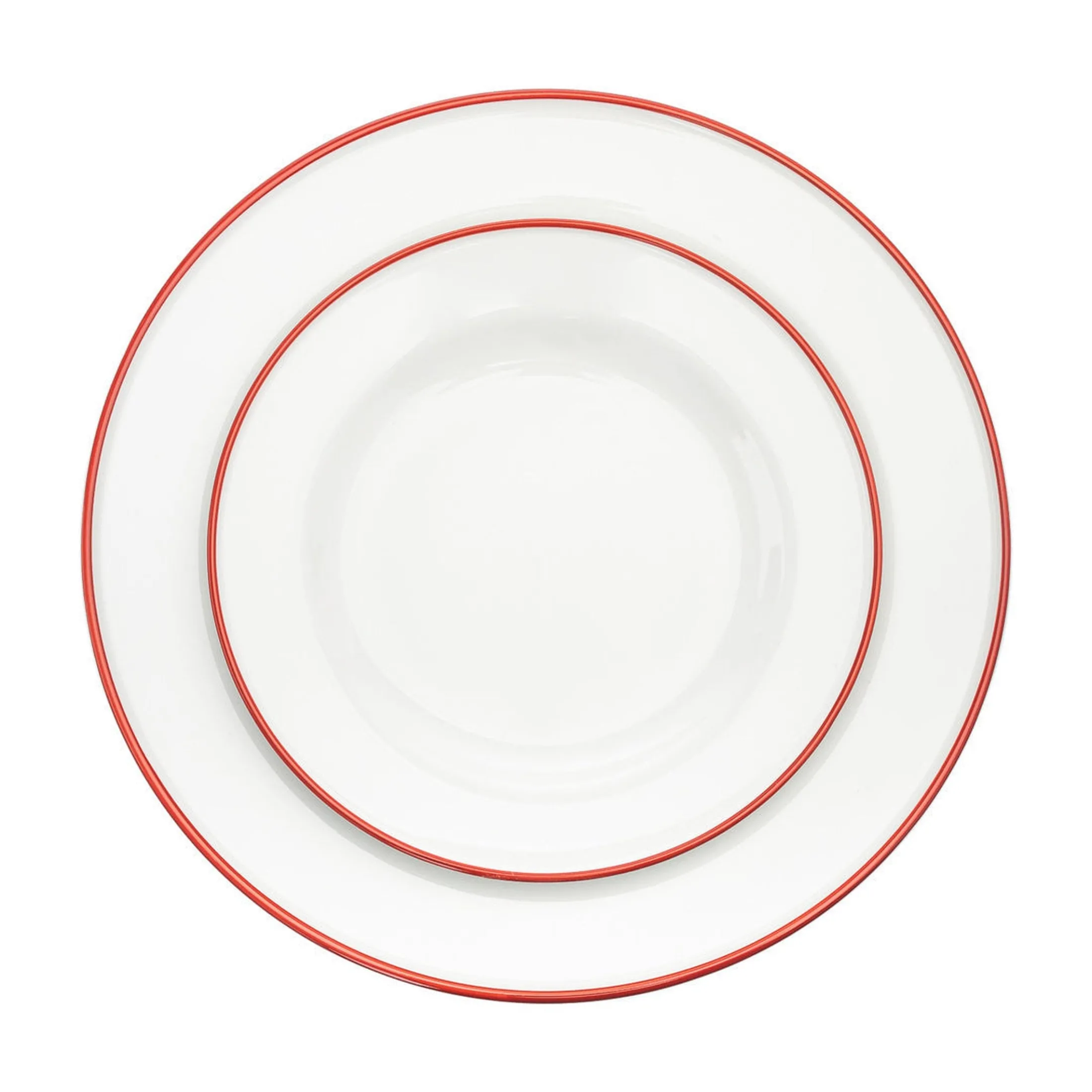 Bistro Red Rim Porcelain 16 Piece Dinnerware Set, Service For 4