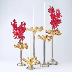 Blossom Platinum & Gold Tapered Candle Holder 13