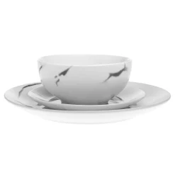 Boulon Black Porcelain 12 Piece Dinnerware Set, Service For 4