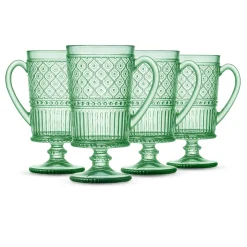 Claro Green Footed Coffee Mug, Set of 4