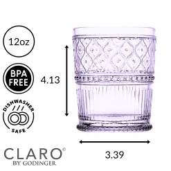 Claro Lavender Double Old Fashion, Set of 4