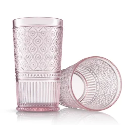 Claro Pink Acrylic Highball & Double Old Fashion, Set of 12