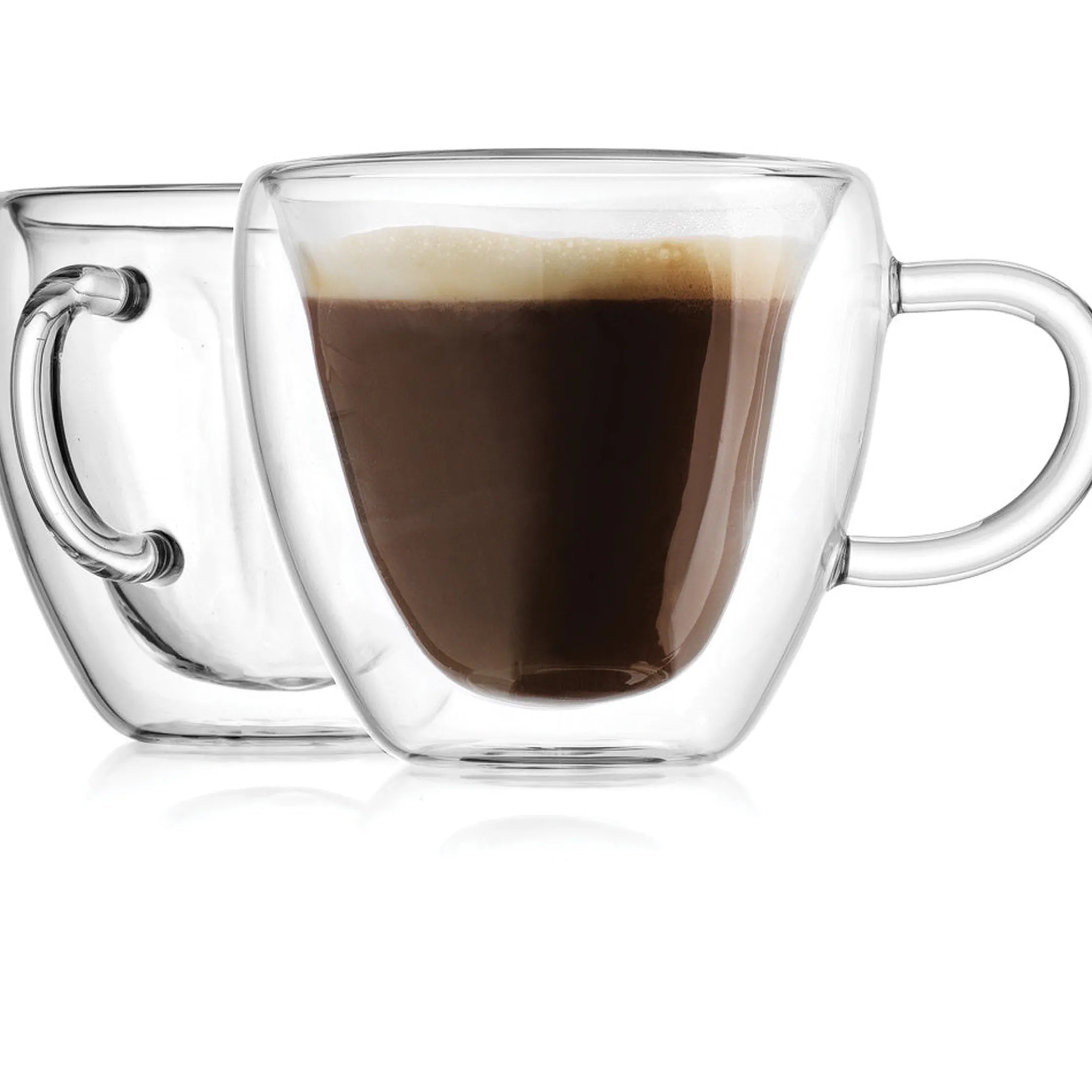 Coffee Double Wall Heart Mug, Set of 2