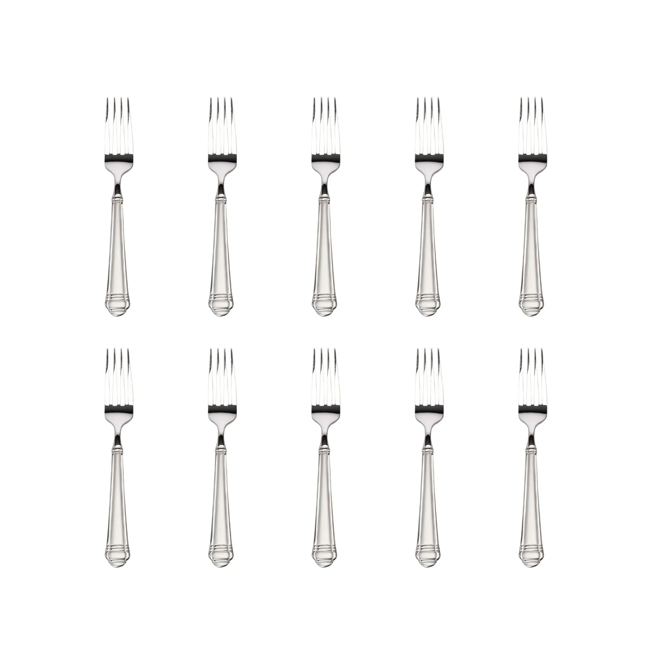 Crete Sandblast Mirrored 18/0 Stainless Steel Salad Fork, Set of 10