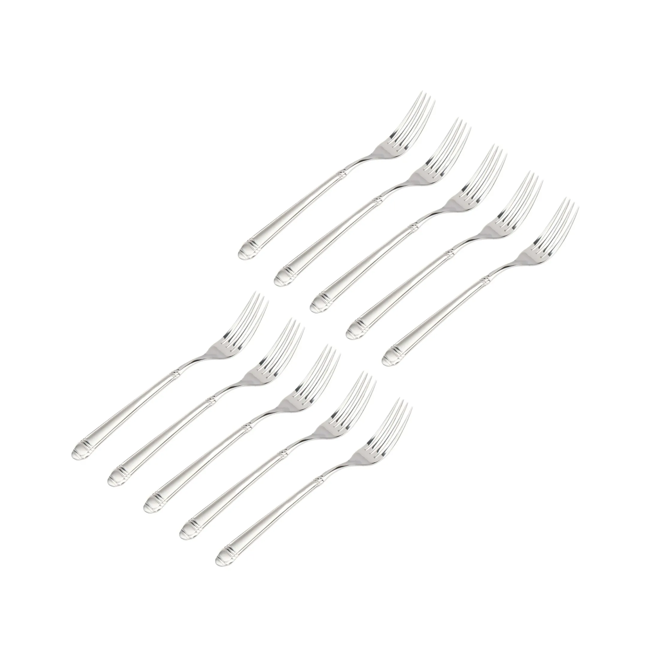 Crete Sandblast Mirrored 18/0 Stainless Steel Salad Fork, Set of 10