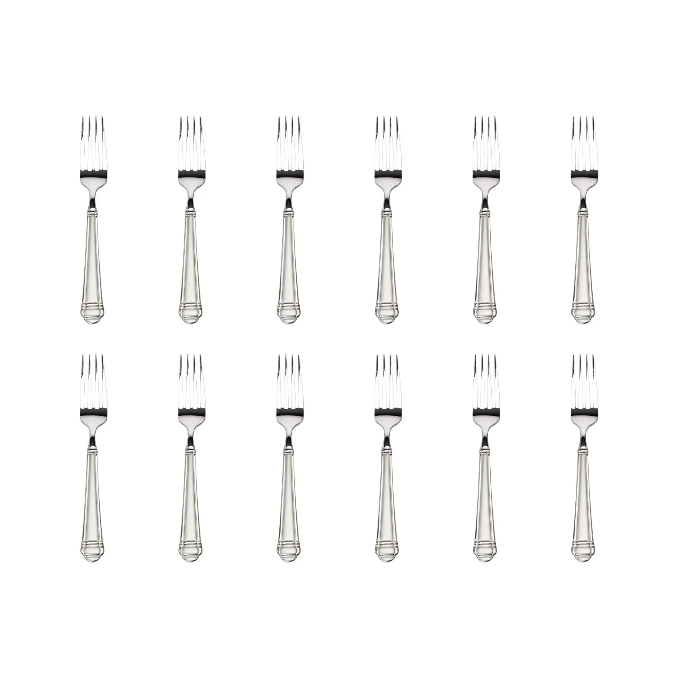 Crete Sandblasted Mirrored 18/0 Stainless Steel Salad Fork, Set of 12