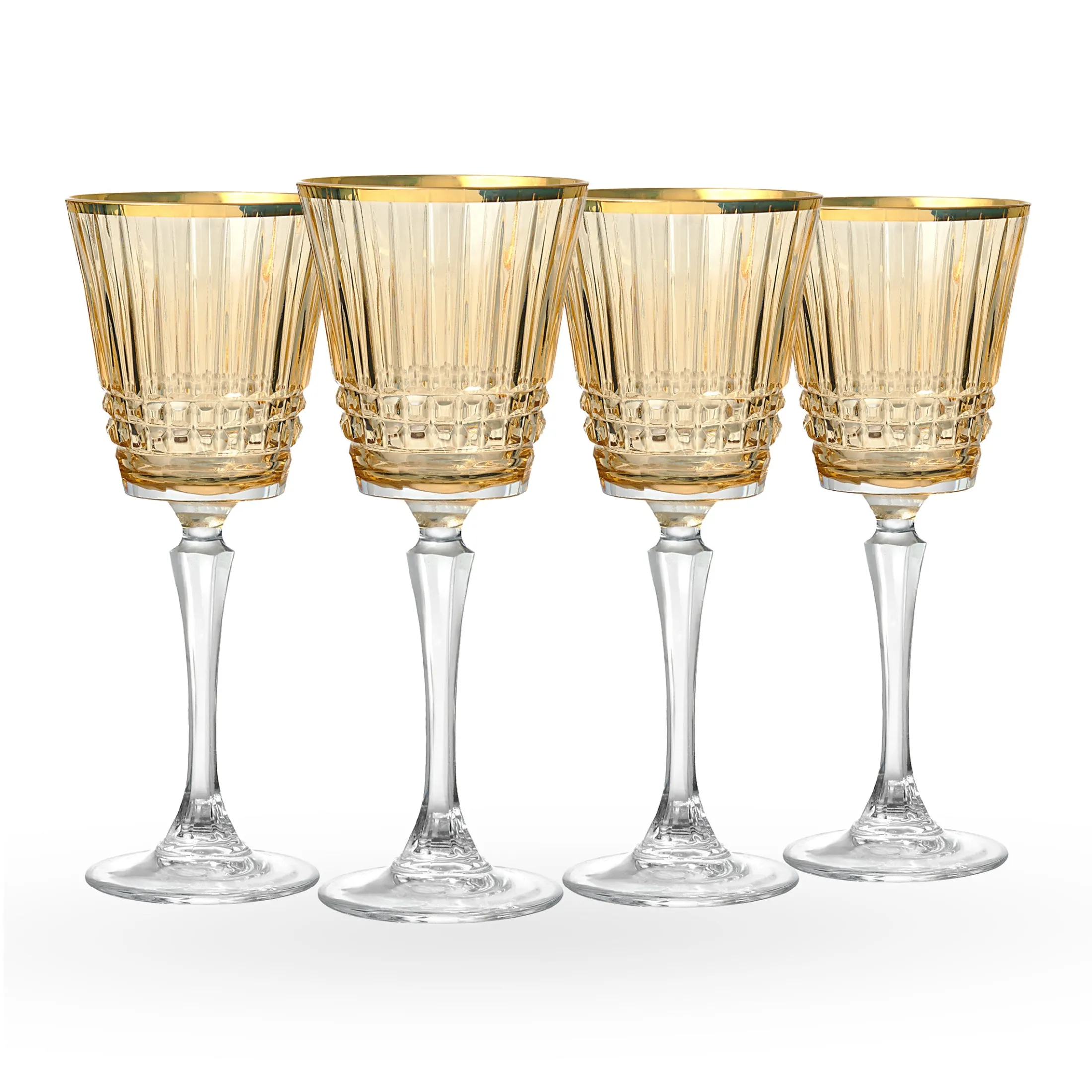 Cristine Amber Gold Rim White Wine Glass, Set of 4