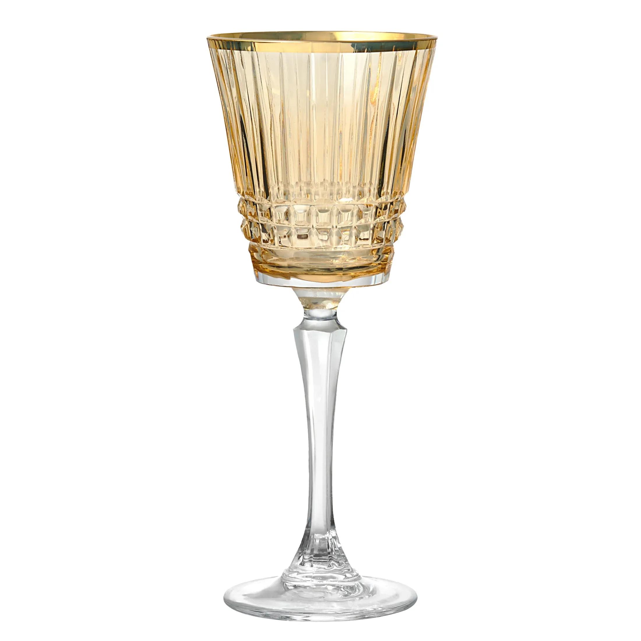Cristine Amber Gold Rim White Wine Glass, Set of 4