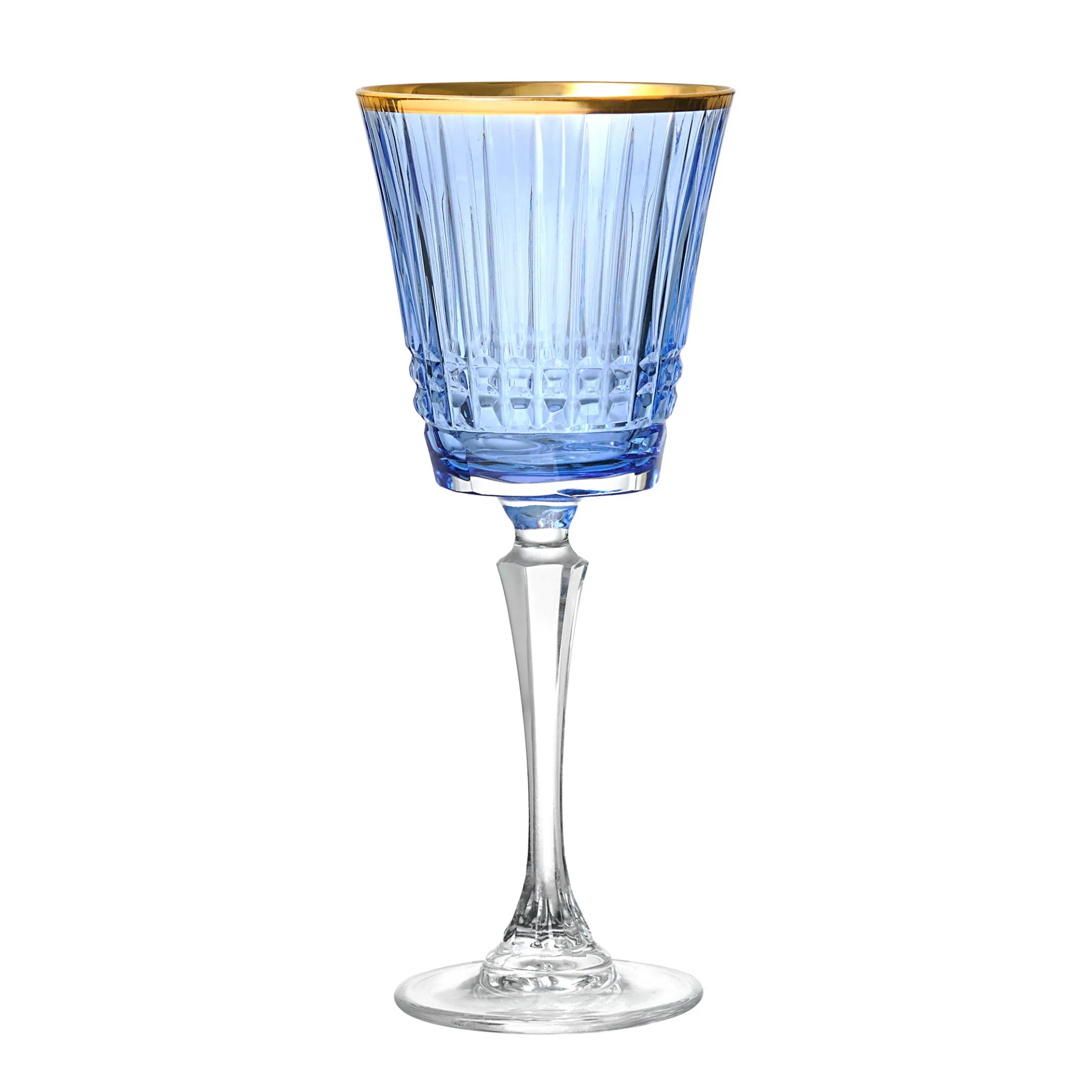 Cristine Blue Gold Rim White Wine Glass, Set of 4