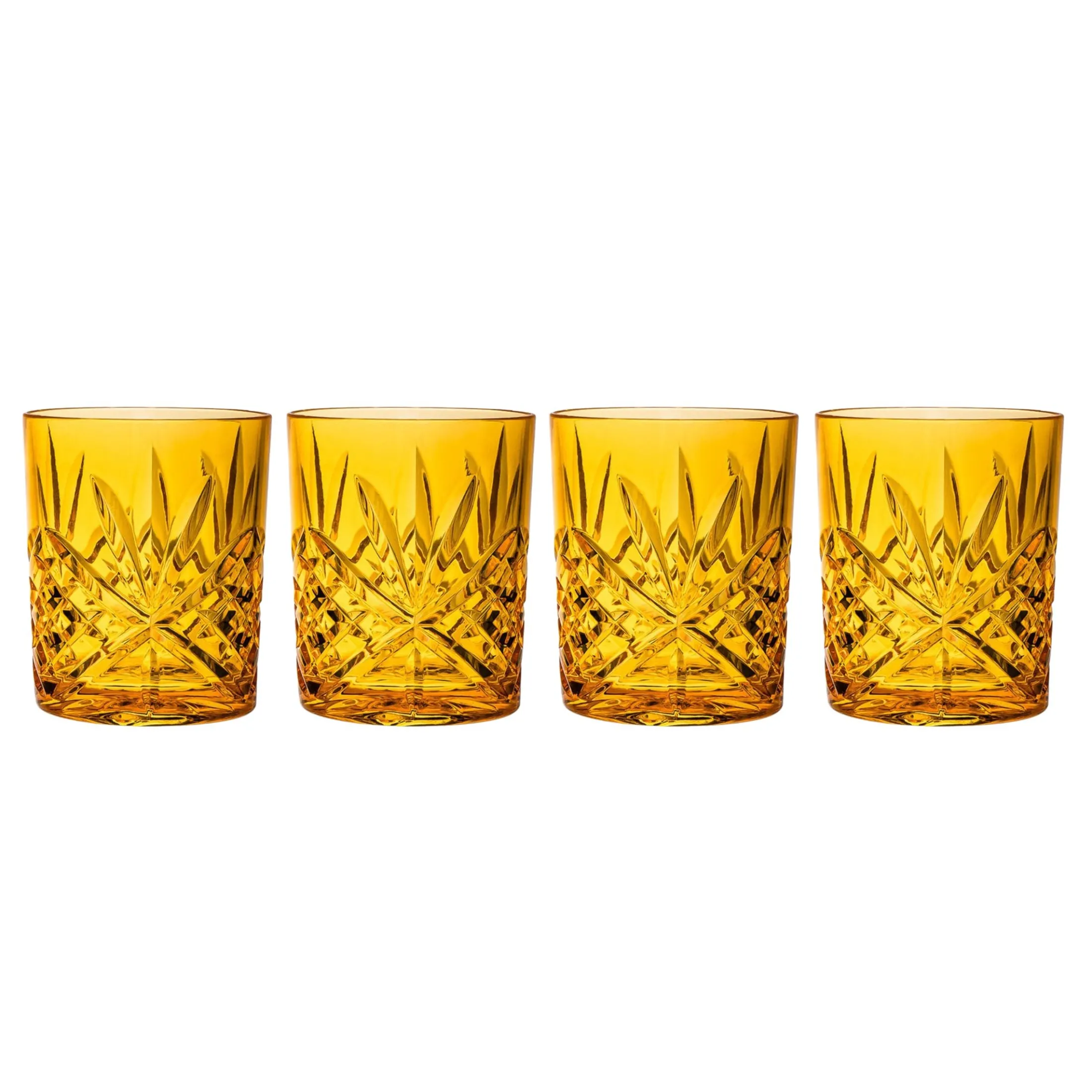 Dublin Acrylic Sunshine Yellow Double Old Fashion, Set of 4