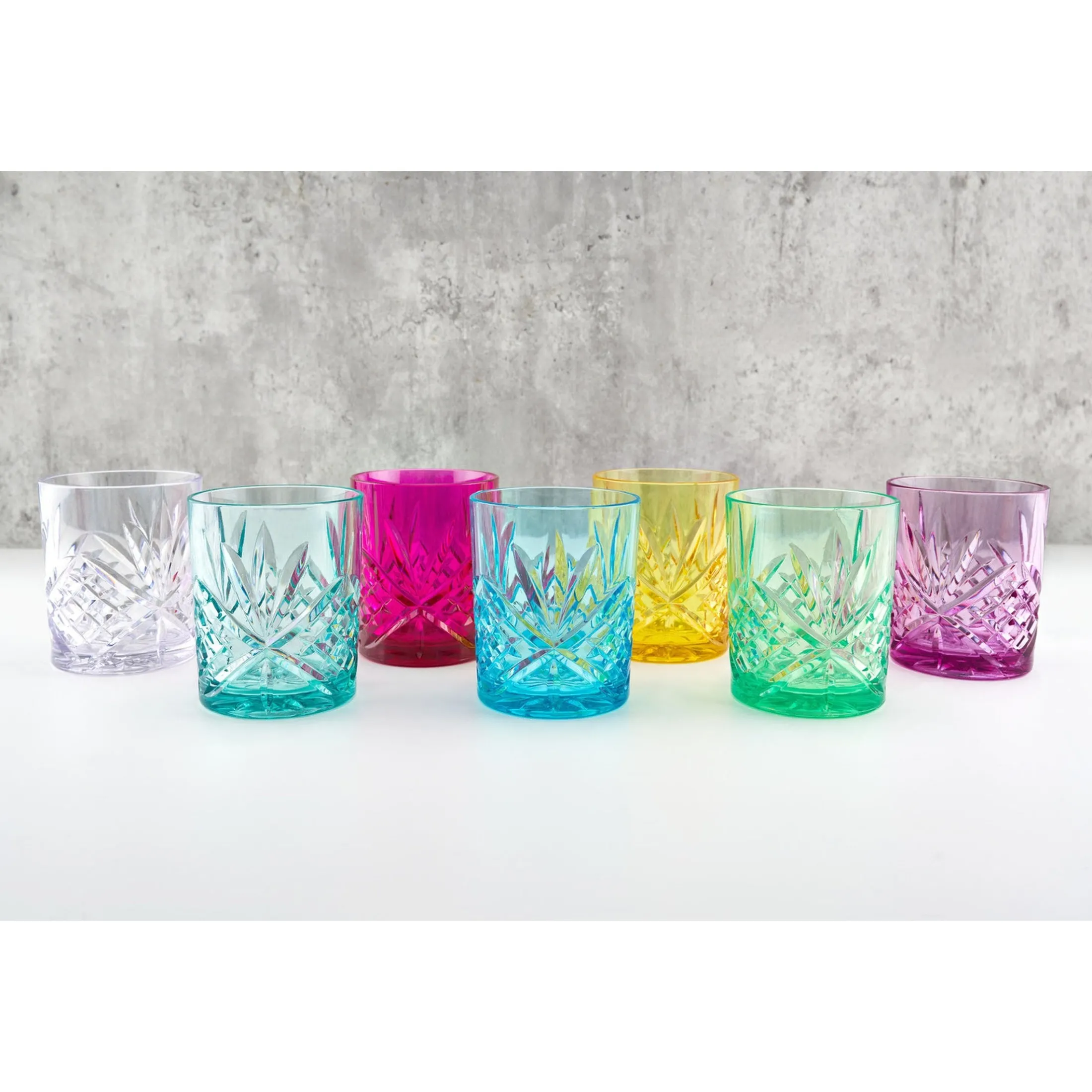 Dublin Acrylic Sunshine Yellow Double Old Fashion, Set of 4