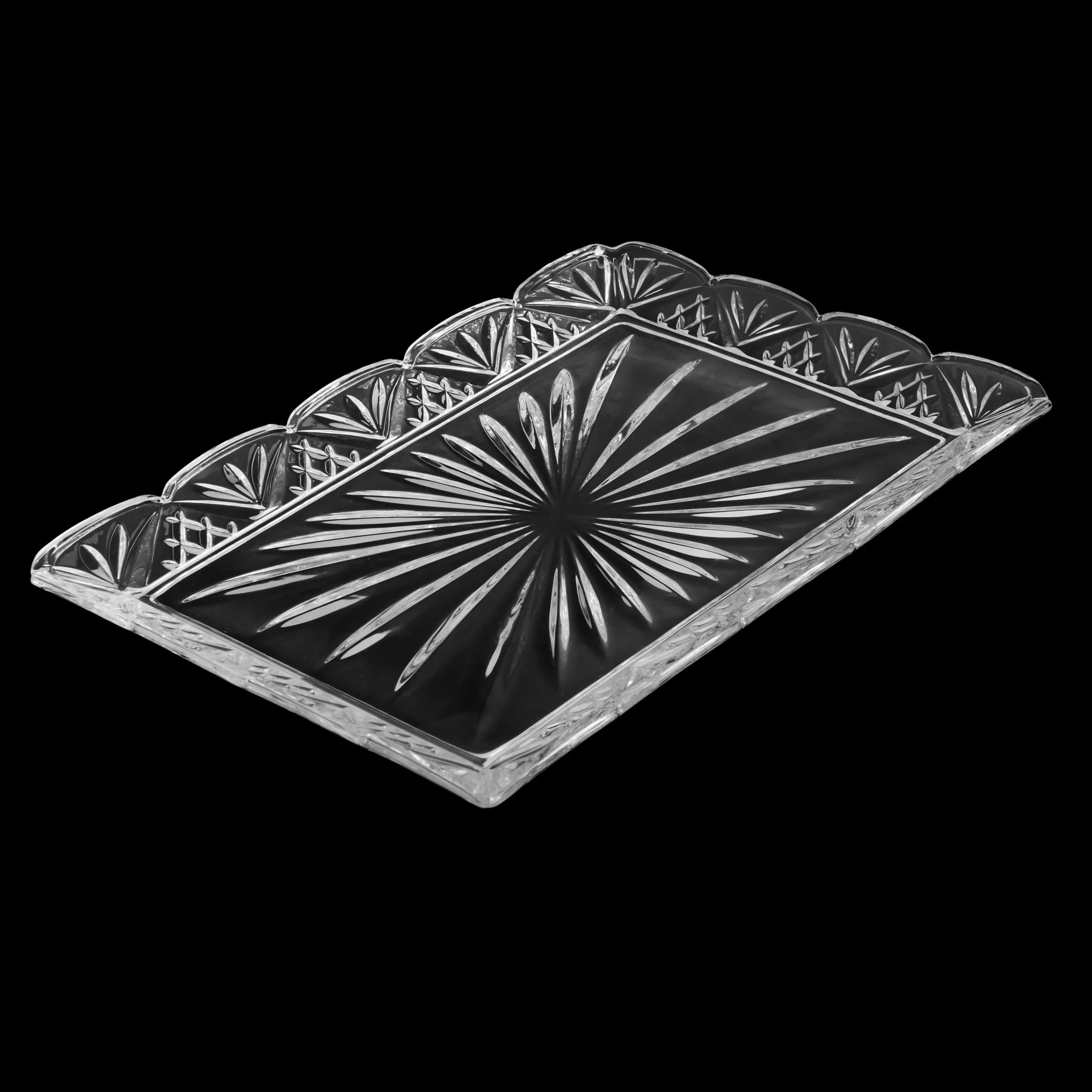 Dublin Crystal Scalloped 11 Piece Serving Tray Set