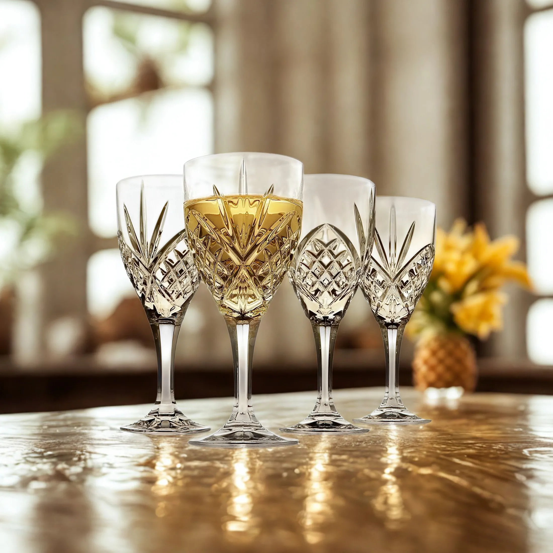 Dublin Crystal White Wine, Set of 4