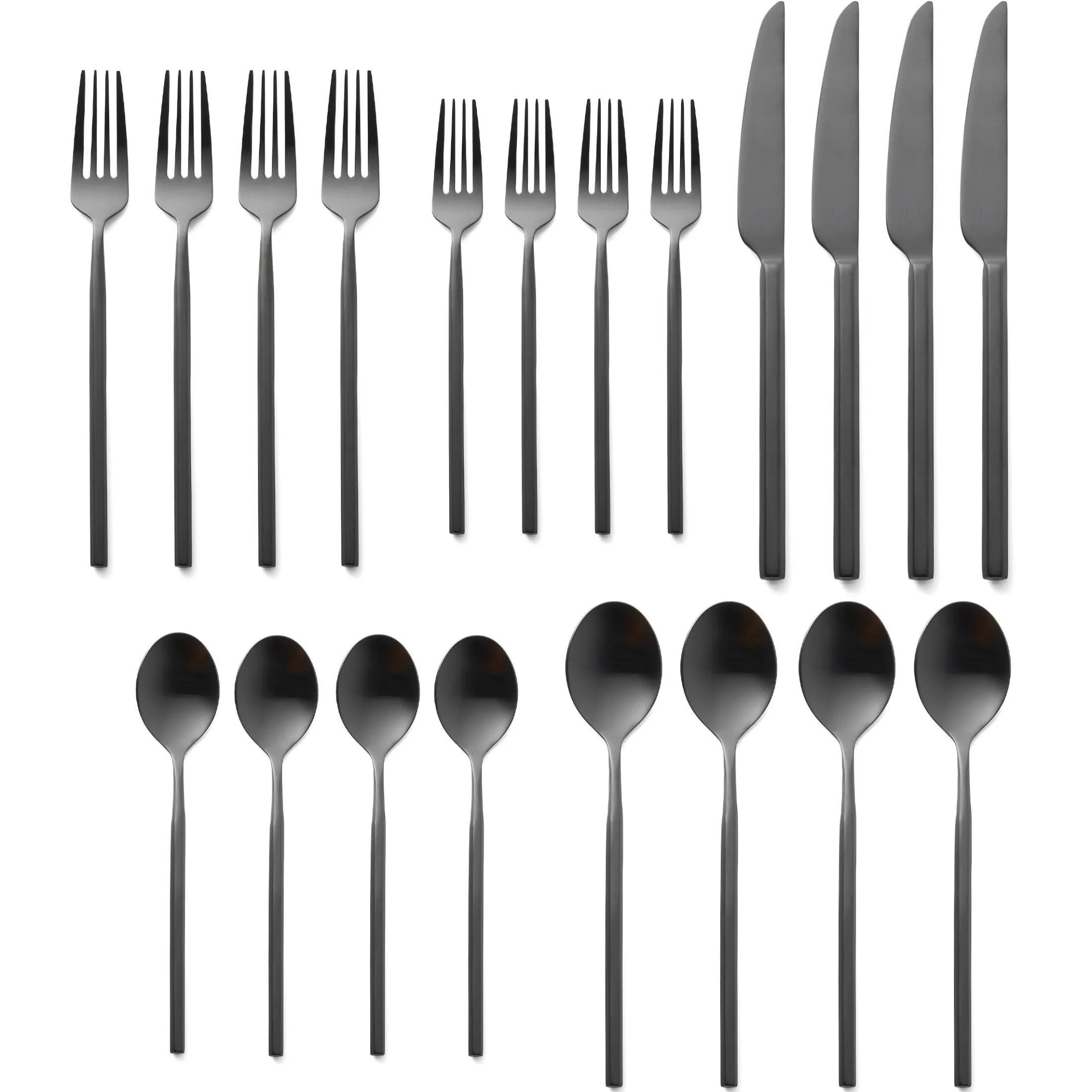 Esagono Matte Black 18/10 Stainless Steel 20 Piece Flatware Set, Service For 4
