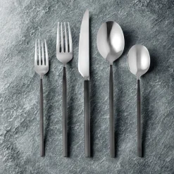 Esagono Matte Black 18/10 Stainless Steel 20 Piece Flatware Set, Service For 4