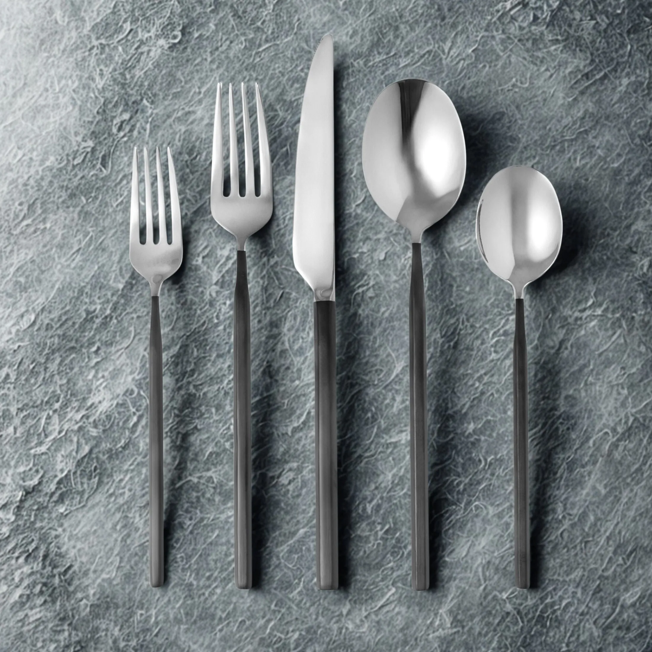 Esagono Matte Black 18/10 Stainless Steel 20 Piece Flatware Set, Service For 4