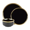 Hillcrest 12 Piece Gold Rim Dinnerware Set, Service For 4