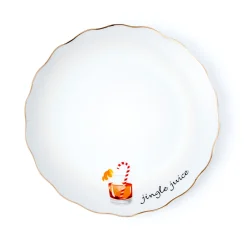 Holiday Cheers Gold Rim Appetizer Plate, Set of 6