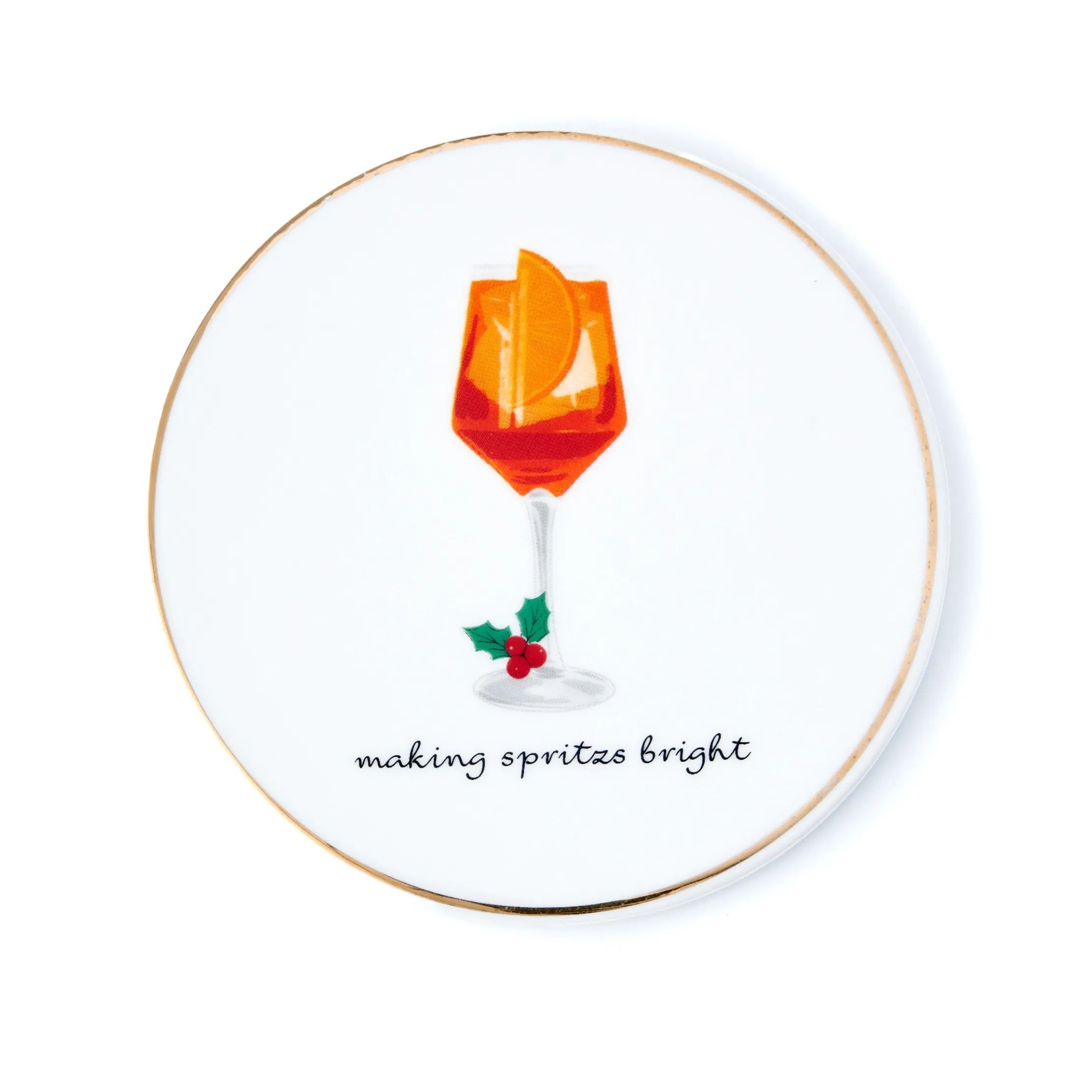 Holiday Cheers Gold Rim Coaster Set