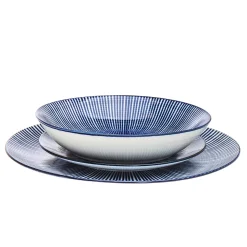 Laura Blue Porcelain 12 Piece Dinnerware Set, Service For 4