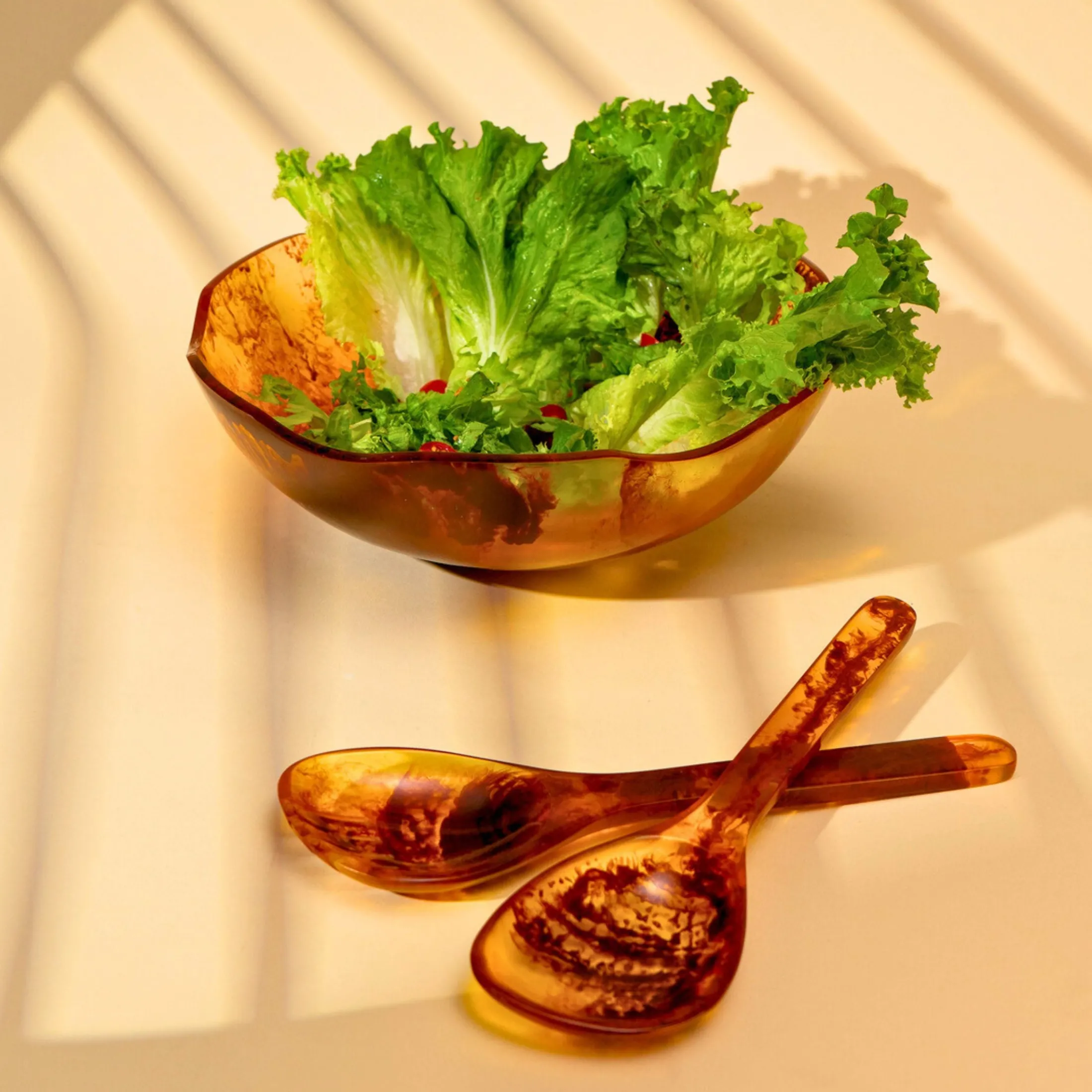 Lucente Tortoise Shell Resin Scalloped Salad Bowl