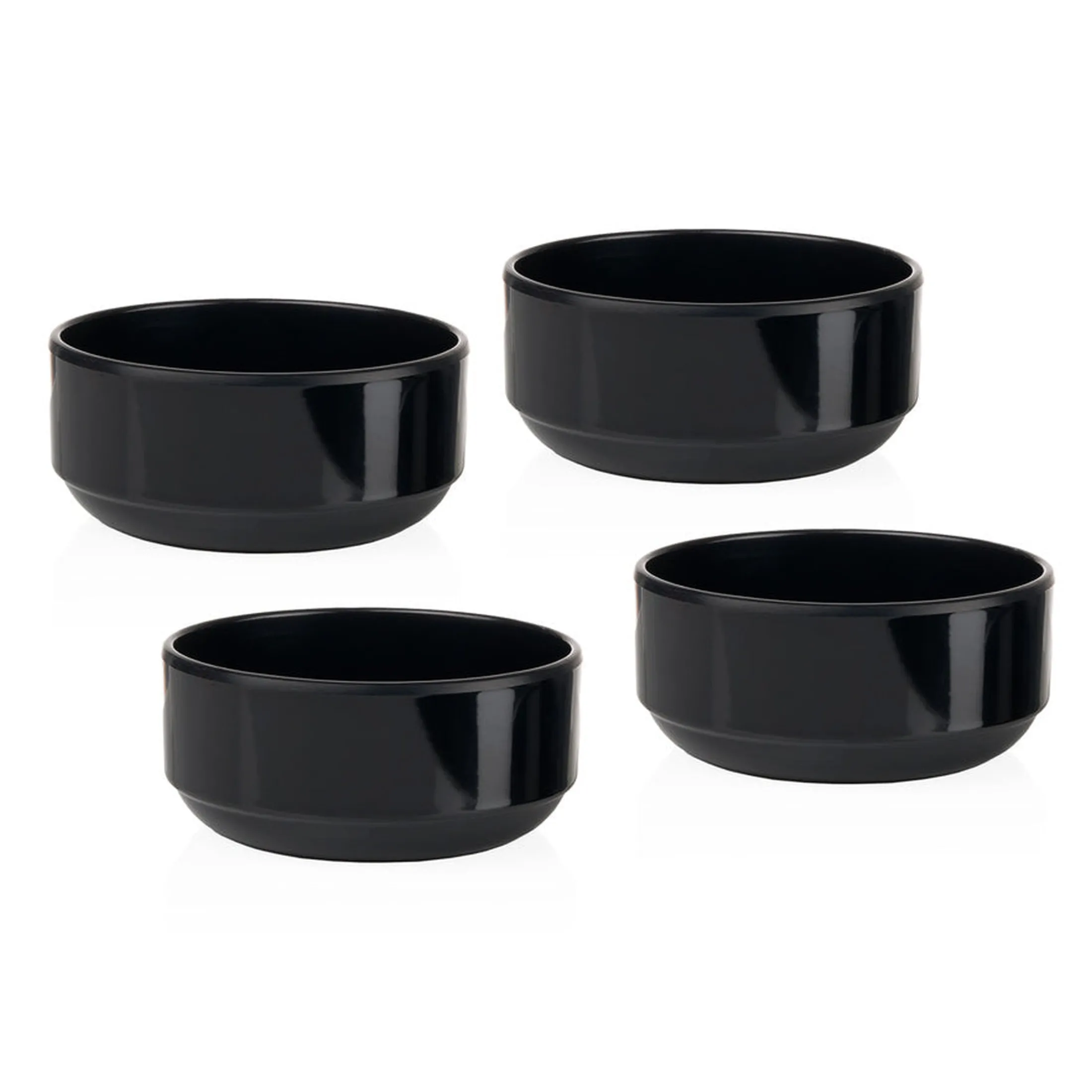 Marbella Black Stacking Melamine Cereal Bowl, Set of 4