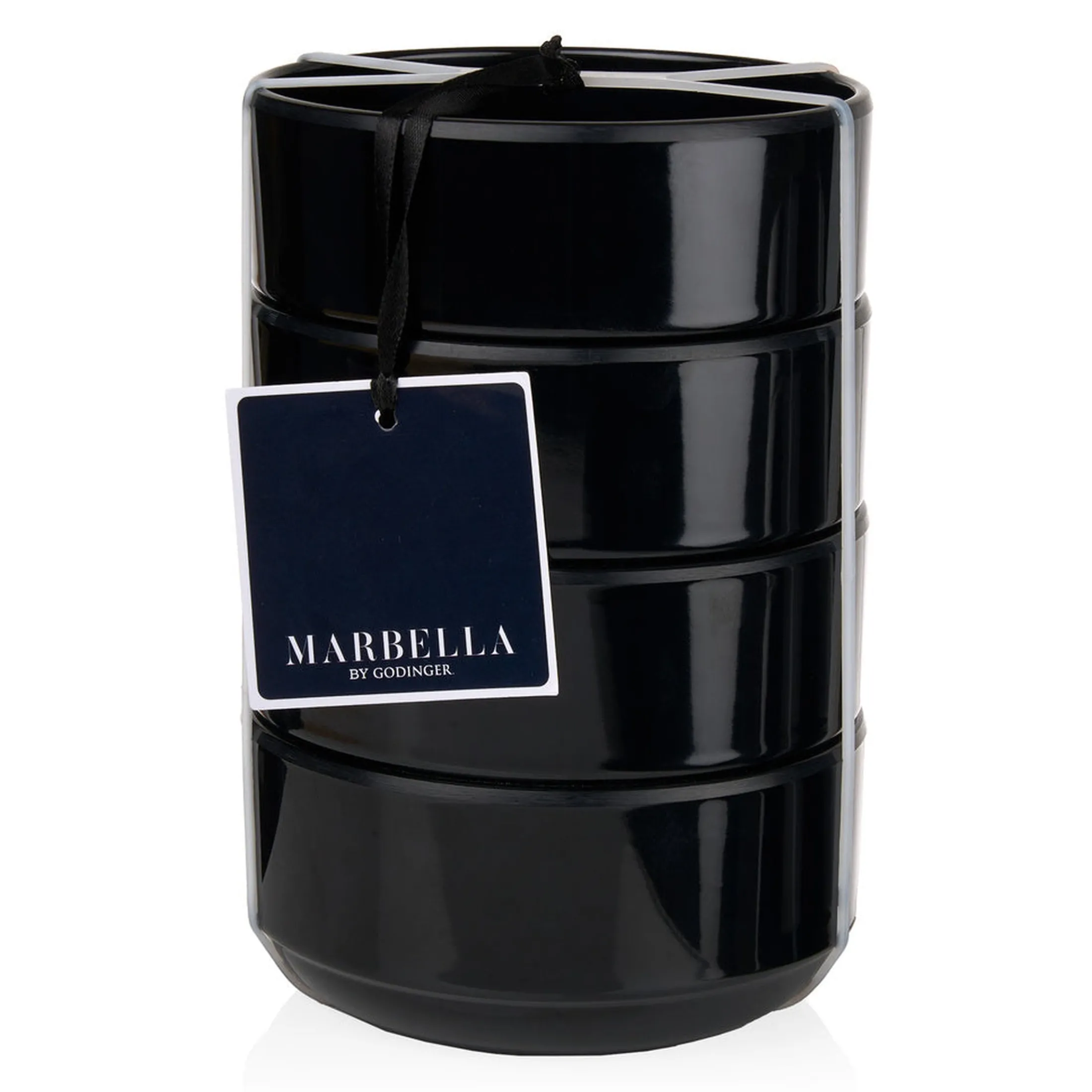 Marbella Black Stacking Melamine Cereal Bowl, Set of 4
