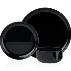 Marbella Black Stacking Melamine Salad Plate, Set of 4