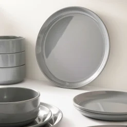 Marbella Grey Stacking Melamine Salad Plate, Set of 4