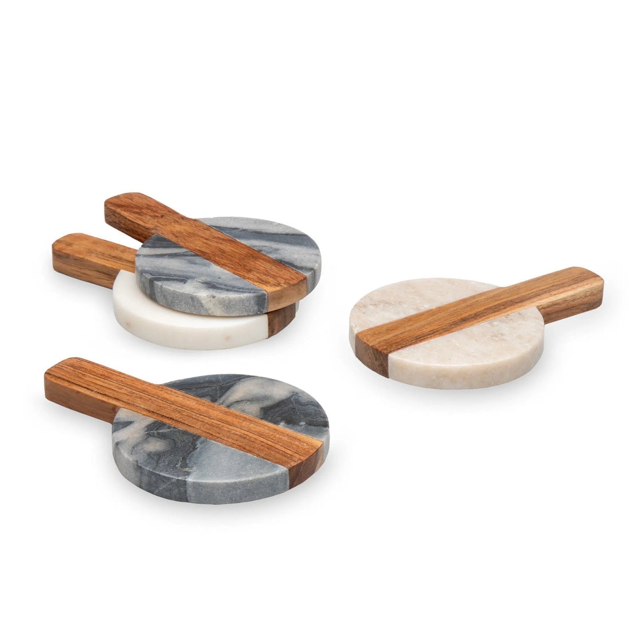 Marble & Wood Paddleboard Coaster Set