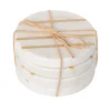 Marble Circle Brass Inlay Coaster Set