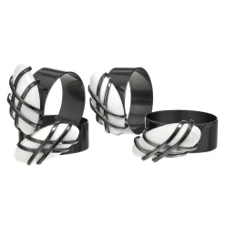 Midnight Pebble Napkin Ring Set