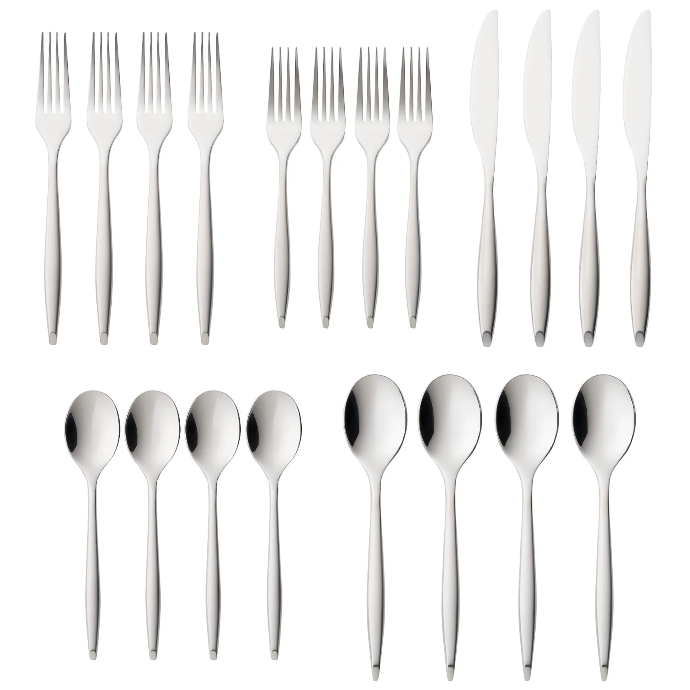 Milano Satin 18/10 Stainless Steel 20 Piece Flatware Set, Service For 4