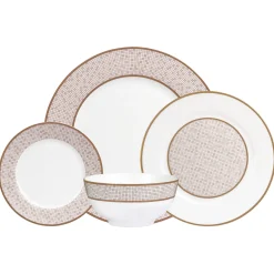 Mossaic Bone China 16 Piece Dinnerware Set, Service for 4