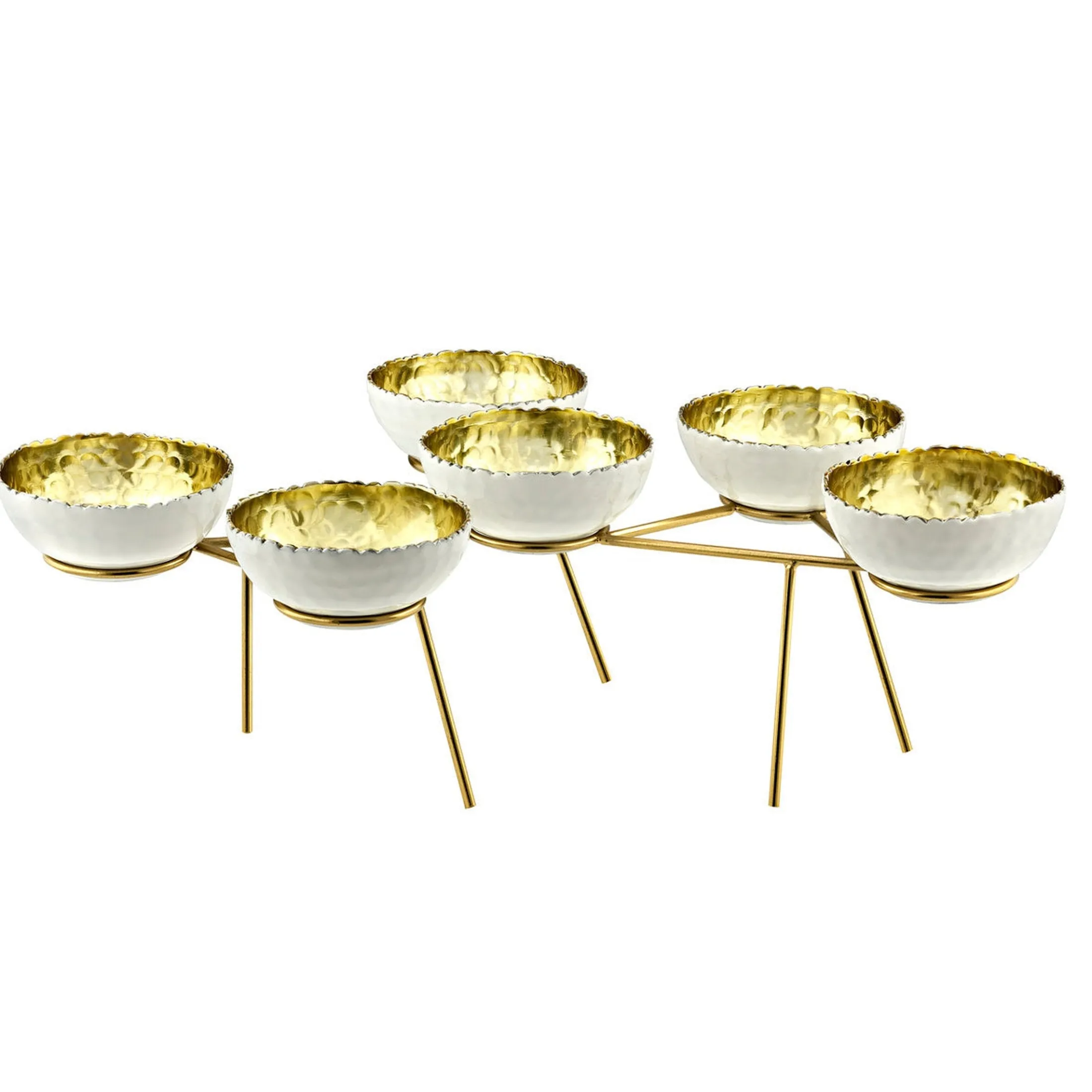 Munro White & Gold Hammered Appetizer Server