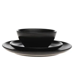Noire Stoneware 16 Piece Dinnerware Set, Service For 4
