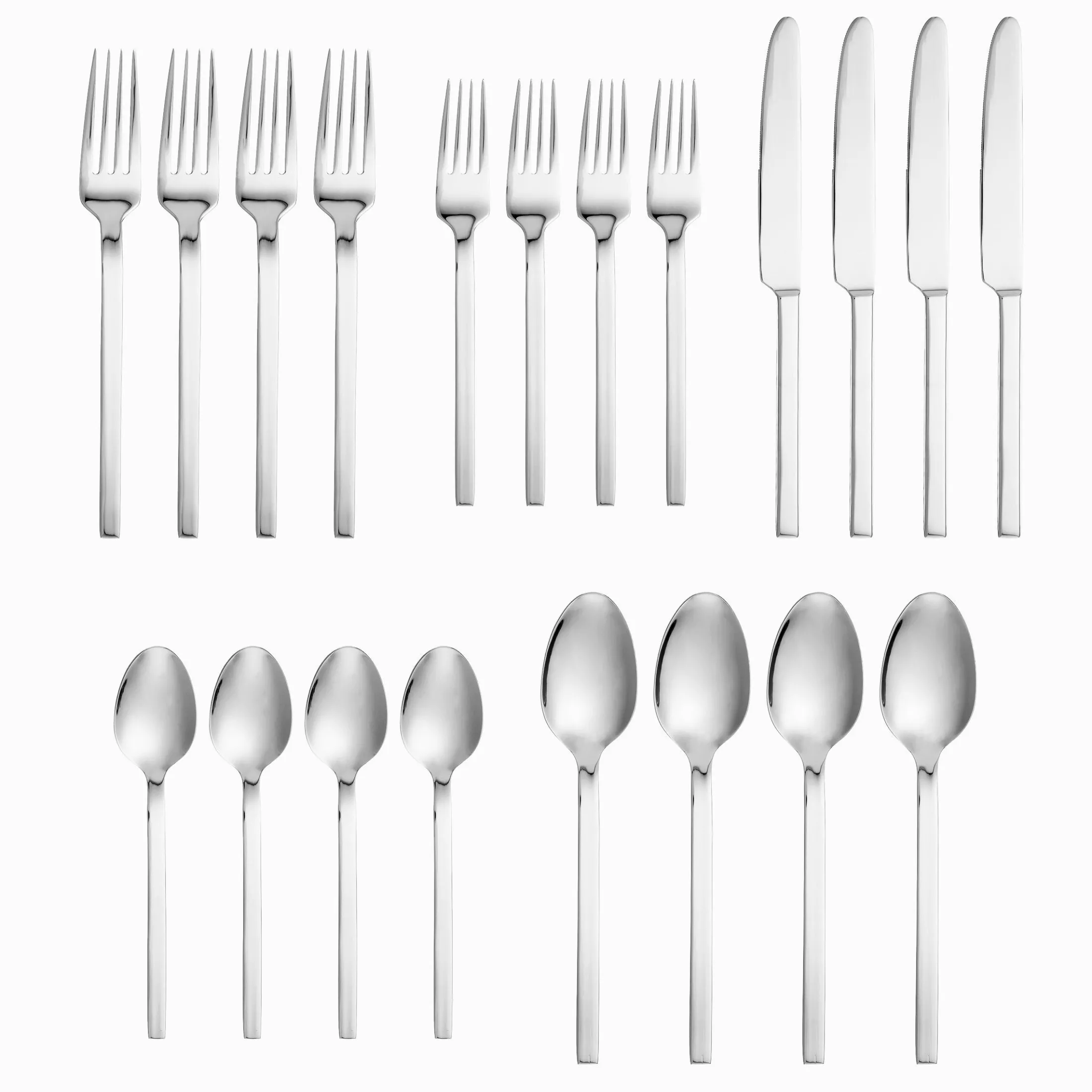 Opus Mirrored 18/10 Stainless Steel 20 Piece Flatware Set, Service For 4