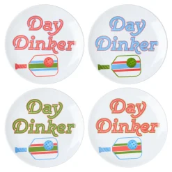 Pickle Ball Melamine Appetizer Plate, Set of 4