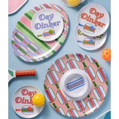 Pickle Ball Melamine Appetizer Plate, Set of 4