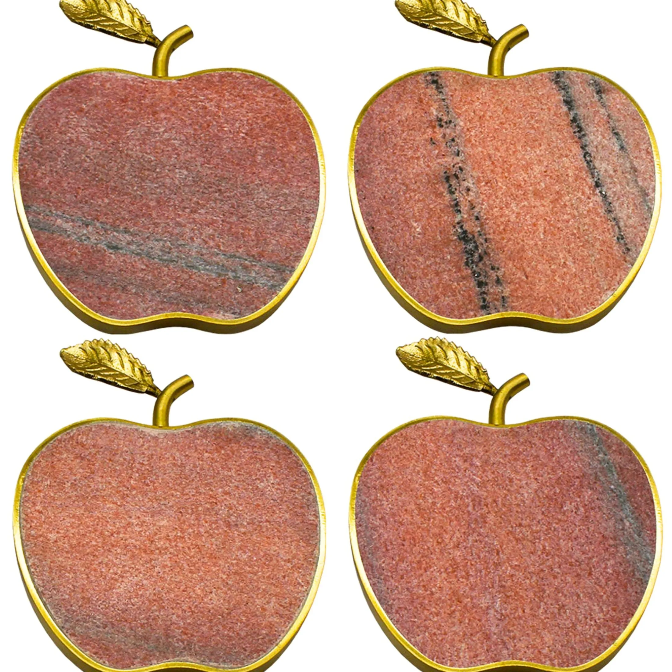 Pink Marble Apple Coaster Set