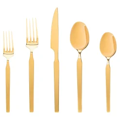 Podium Mirrored Gold 18/10 Stainless Steel 20 Piece Flatware Set, Service For 4
