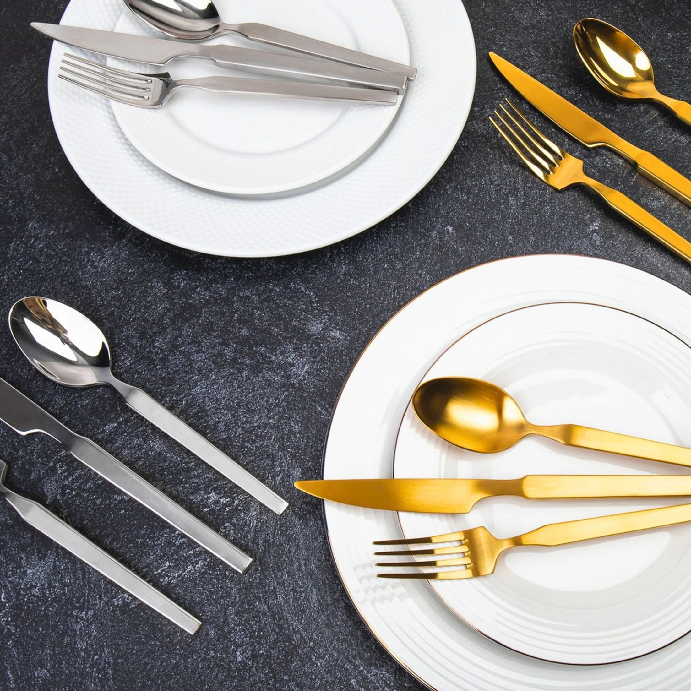 Podium Mirrored Gold 18/10 Stainless Steel 20 Piece Flatware Set, Service For 4