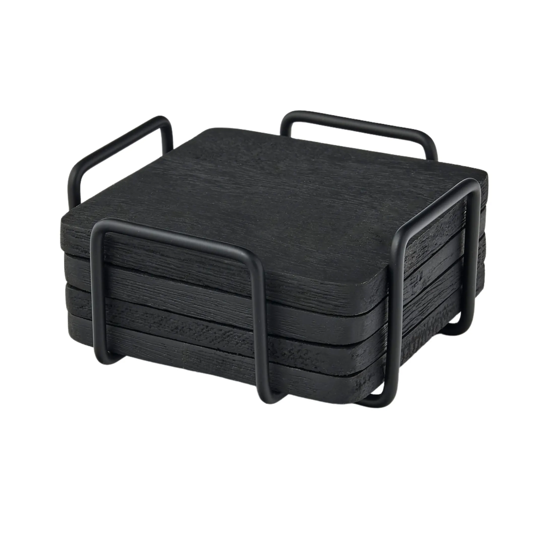 Ridgewood Black Coaster Set with Stand