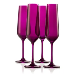 Sheer Amethyst Flute, Set of 4